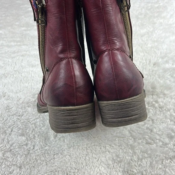 Rieker Amy 95891-35 burgandy sherpa fleece and yarn side zip boots, 40 or 8.5 - Picture 9 of 12